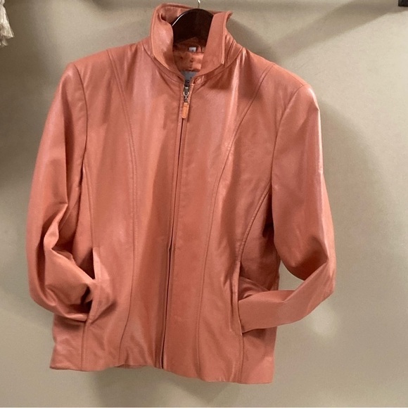 Pamela Mccoy Lamb Leather Jacket Pinkish/Peach in color Size Small - Picture 3 of 8